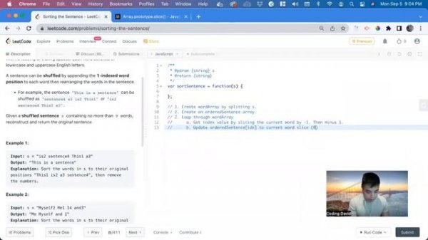1859. Sorting the Sentence - LeetCode Javascript