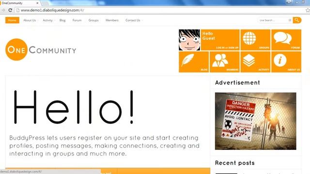 OneCommunity BuddyPress Theme Preview смотреть онлайн