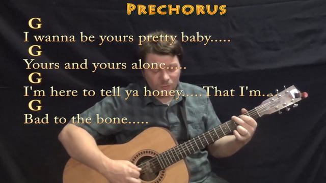 Bad to the Bone (George Thorogood) Fingerstyle Guitar Cover Lesson in G with Chords/Lyrics смотреть онлайн