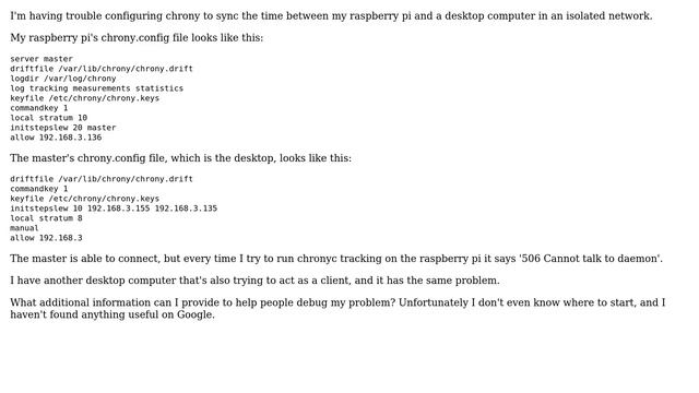 Unix & Linux: Chrony 506 Cannot talk to daemon смотреть онлайн