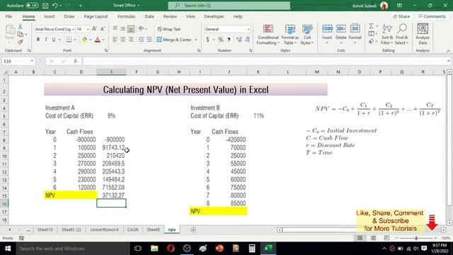 Calculate NPV in Excel смотреть онлайн