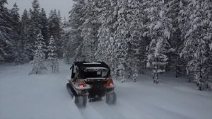 Снегоболотоход Тингер по глубокому снегу на болоте.