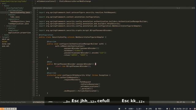 spring spring-boot приложение в vim-редакторе. смотреть онлайн