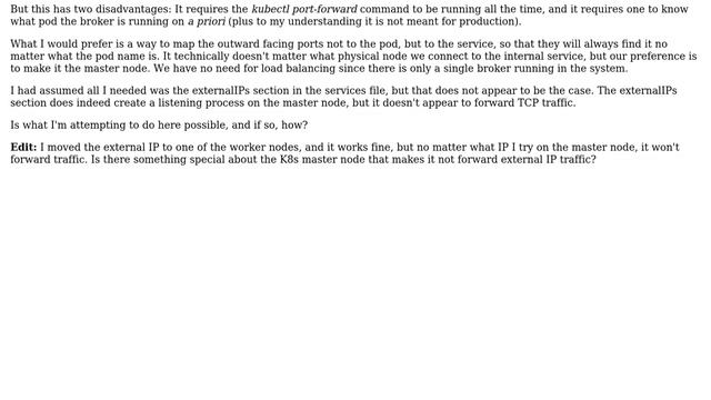 How can I set up Kubernetes to forward a set of externally-facing ports on the master node to a... смотреть онлайн