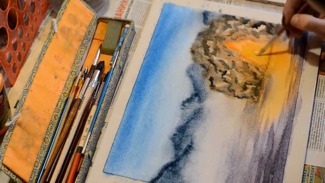 Ночь перед Рождеством . Акварель. Christmas Eve . Watercolor. смотреть онлайн