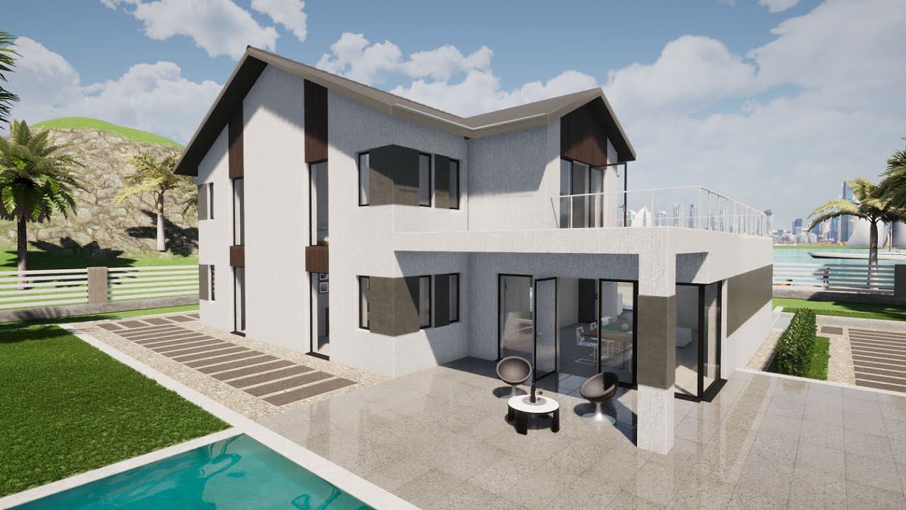 Обзор проекта двухэтажного дома с большой террасой D-211