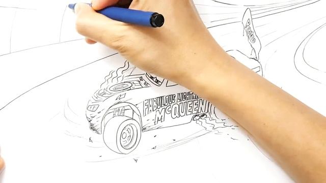 How to draw Fabulous Lightning McQueen Crash Scene CARS 4 drawing coloring pages for kids смотреть онлайн