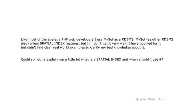 MySQL : What is a SPATIAL INDEX and when should I use it? смотреть онлайн