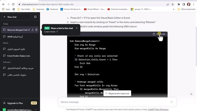 Excel Personal Shortcut Macro And Chat GPT