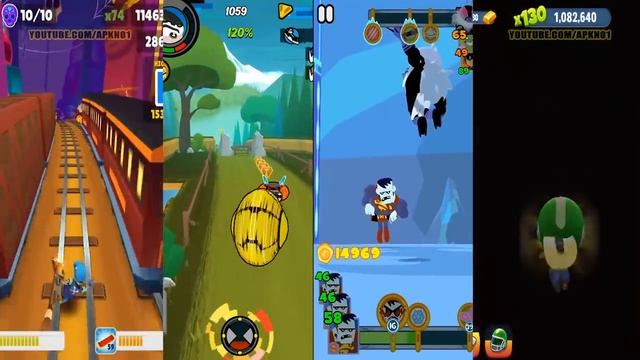 Subway Surfers VS Ben 10 Up to Speed VS Teen Titans Go VS Talking Tom Gold Run #2 смотреть онлайн