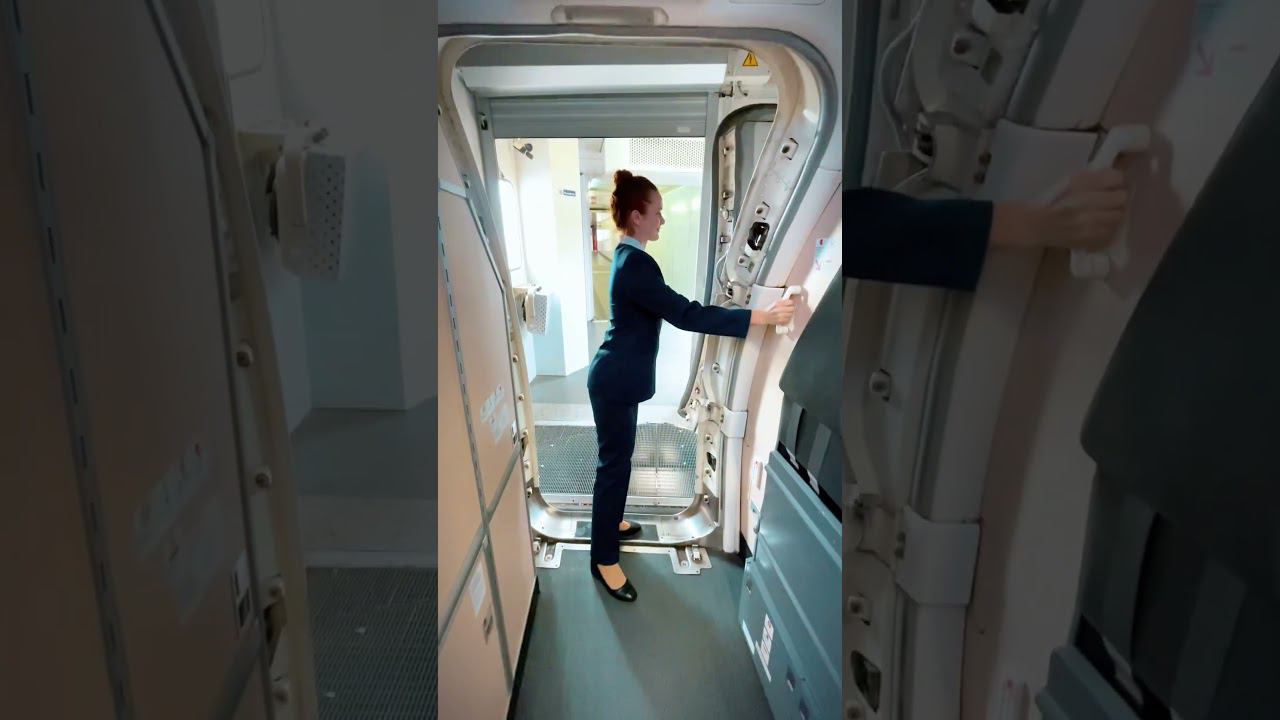Как выглядит открытие двери снаружи самолёта? #utair #стюардесса #самолет #boeing737 #Боинг