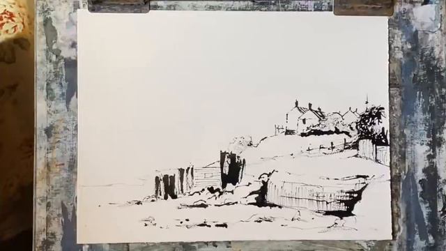 Paint A Simple Watercolour Line & Wash Landscape, Ink Pen & Watercolor Tutorial  Coastguard Cottage