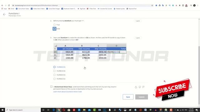 Week 2 | Functions Quiz 1 Solved | Excel Skills for Business Essentials | Macquarie University смотреть онлайн