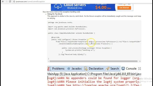 Apache Camel Exception Handling using Hello World Example смотреть онлайн