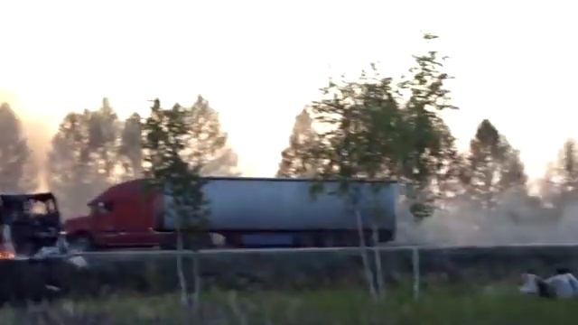 Пожар автовоз трасса Самара - Уфа 26.06.2010 часть 2 смотреть онлайн