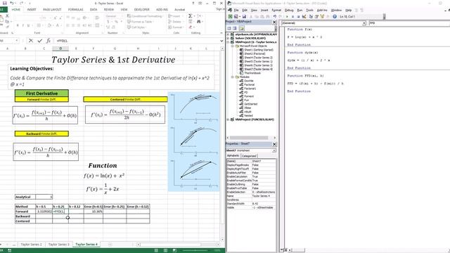 Conv Finite Difference Approximation of 1st Derivative - EXCEL/VBA смотреть онлайн