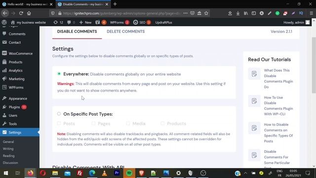 DISABLE Comments in Wordpress ⌨ ❎ (wordpress tutorial for beginners) смотреть онлайн