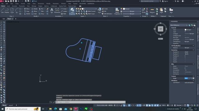 Autocad Dynamic Block - Piano (Plan) смотреть онлайн