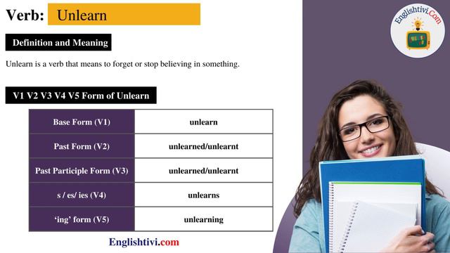 Unlearn V1 V2 V3 V4 V5 Base Form, Past Simple, Past Participle Form of Unlearn | Englishtivi.com смотреть онлайн