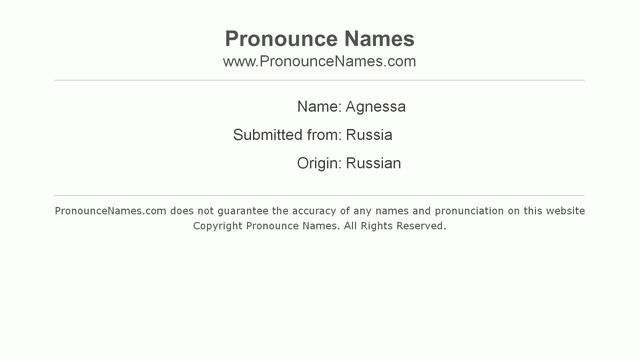 How to pronounce Agnessa (Russian/Russia) - PronounceNames.com смотреть онлайн