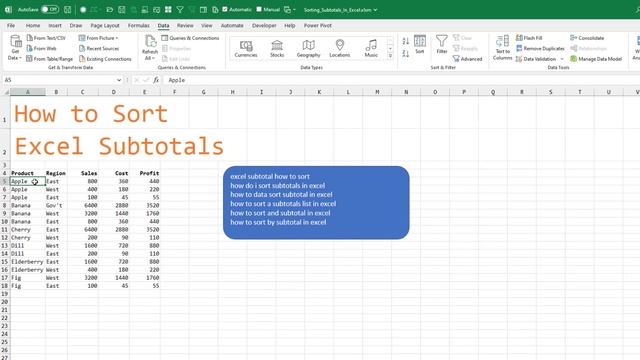 Excel - Get Your Sums In Order With Our Guide To Sorting Subtotals In Excel! Episode 2563c смотреть онлайн