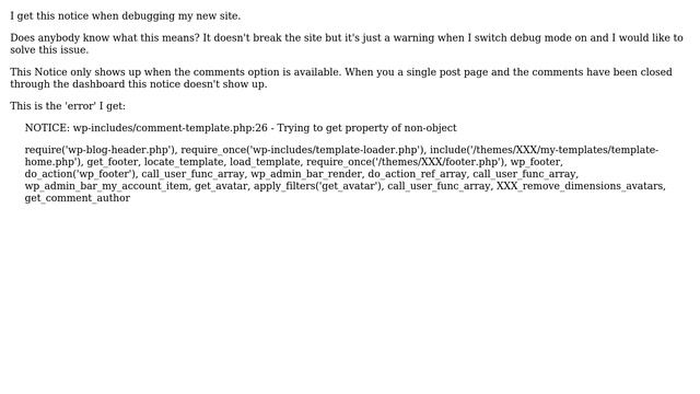 Wordpress: wp-includes/comment-template.php:26 - Trying to get property of non-object смотреть онлайн