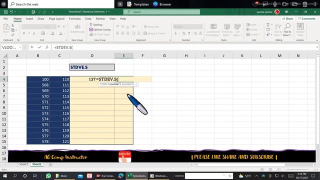 How To Use STDEV.S In The MS Excel ( STDEV.S ) смотреть онлайн