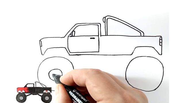 Рисуем Монстр Трак. Как нарисовать машину смотреть онлайн