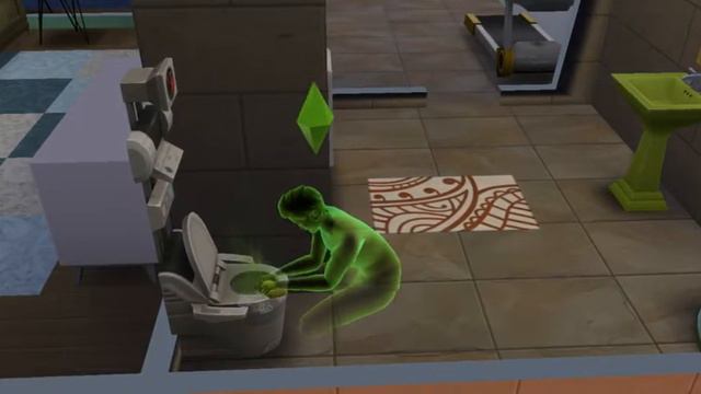 The Sims 4 - призрак чистит туалет смотреть онлайн