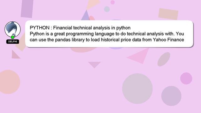PYTHON : Financial technical analysis in python смотреть онлайн