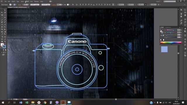 НЕОН в Illustrator | эффект светящейся вывески, фотоаппарат, неоновое свечение смотреть онлайн