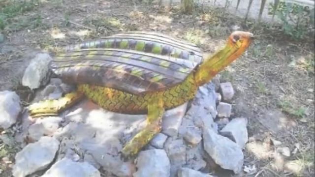 Украшаем дачу старыми покрышками.  Интересные варианты.