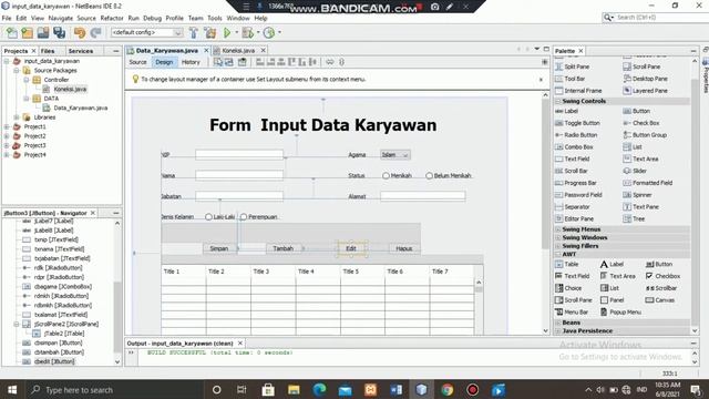 Membuat Aplikasi Kepegawaian Sederhana di NetBeans IDE (Form Input Data Karyawan JAVA CRUD) смотреть онлайн
