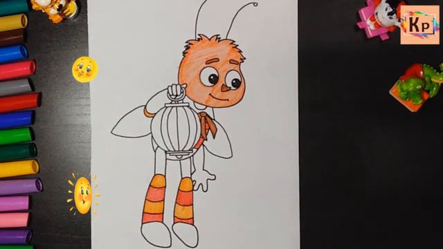 Раскраска Пчела с фонариком из мультфильма Лунтик смотреть онлайн