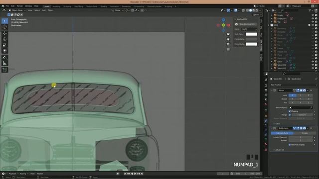 Blender 3d Моделирование автомобиля Победа М20 #19. Ветровое лобовое стекло, заднее стекло. смотреть онлайн