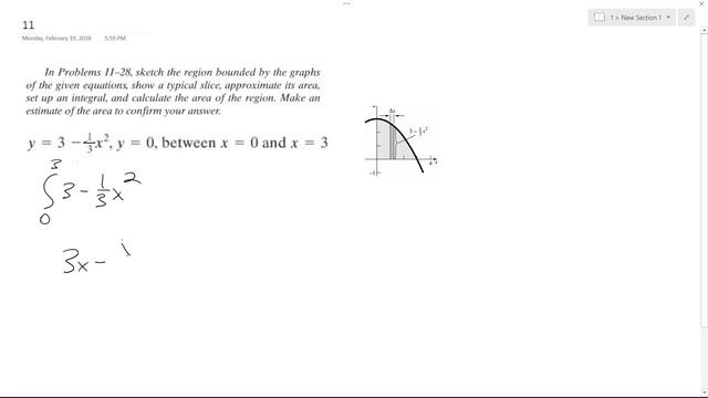 y = 3 - 1/3 x^2, y=0, between x = 0 and x= 3 смотреть онлайн