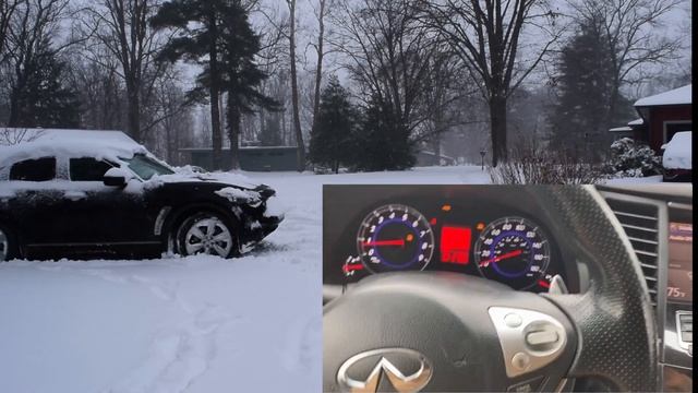 Infiniti FX50 tackles the Snow Storm (with Bald Tires) смотреть онлайн