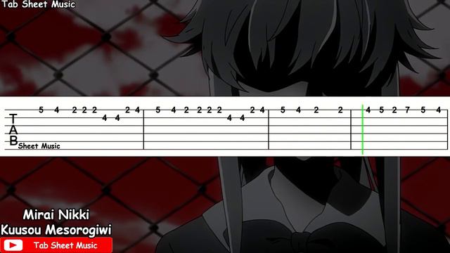 Mirai Nikki OP 1 - Kuusou Mesorogiwi Guitar Tutorial смотреть онлайн