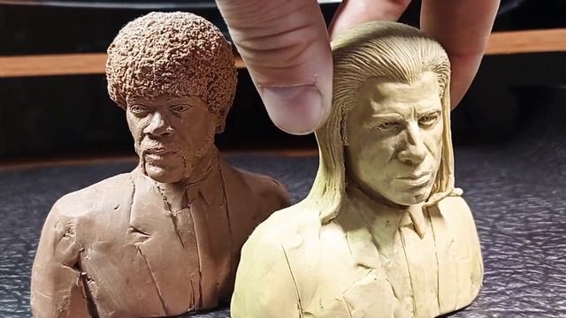 Криминальное чтиво. Джон Траволта и Самуэль л Джексон скульптура. #лепка #пластилин смотреть онлайн