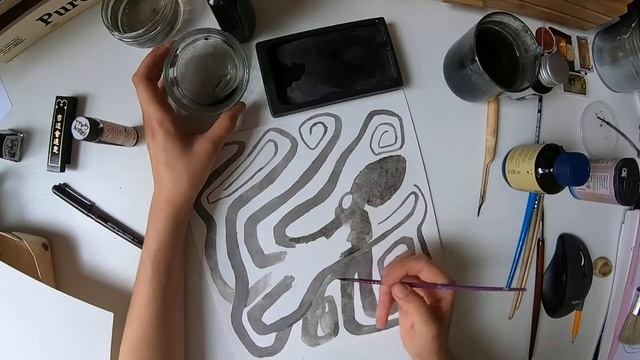 Малювання восьминога і теревені про туш і чорнило смотреть онлайн