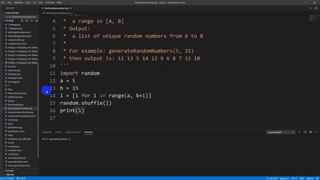 Generate a list of random numbers without repeats in Python смотреть онлайн