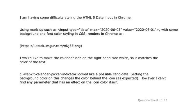 CSS : Change color of Chrome's calendar icon in HTML Date Input смотреть онлайн