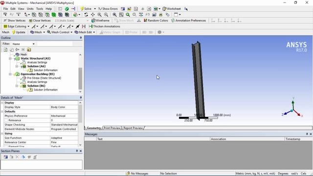 ANSYS 17 - Linear Buckling I-Beam Tutorial