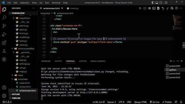 Itemsreview Website with Html,Css,Javascript and Django | FullStack Development | Part-3 смотреть онлайн