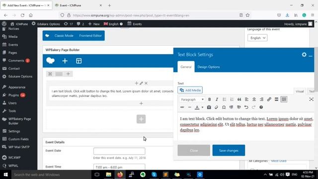 How to ADD & EDIT EVENT BLOG POST in WORDPRESS WP BAKERY PAGE BUILDER | STEP BY STEP in HINDI смотреть онлайн