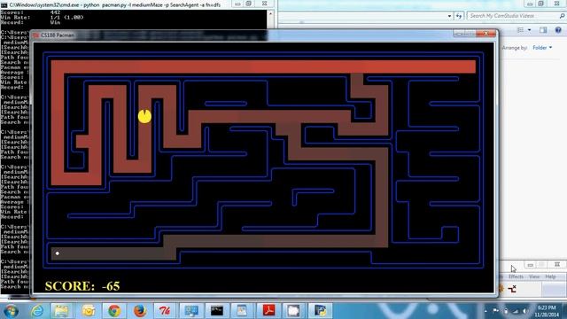 Pacman Trial 1 - DFS смотреть онлайн