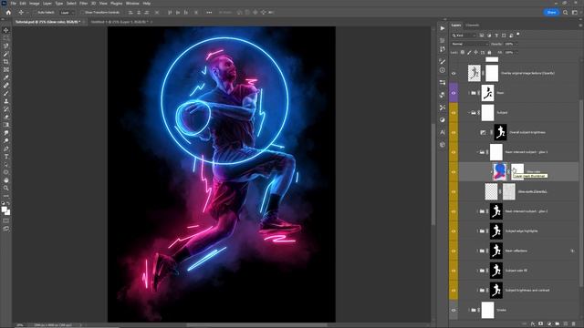 Neon and Smoke Photoshop effect tutorial смотреть онлайн