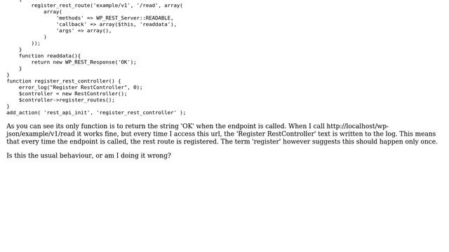 Wordpress: rest_api_init is run on every rest call to endpoint смотреть онлайн