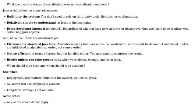 Software Engineering: Java serialization - advantages and disadvantages, use or avoid? смотреть онлайн