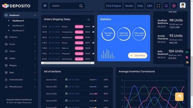 Warehouse Bootstrap Admin Web App Templates Dashboard with LTR Dark Theme смотреть онлайн